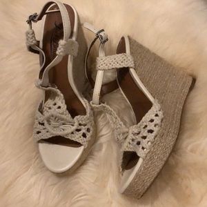 Lucky brand natural crochet jute wedge sandals